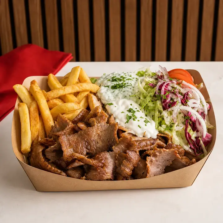Döner Box groß mit Pommes und Soßen